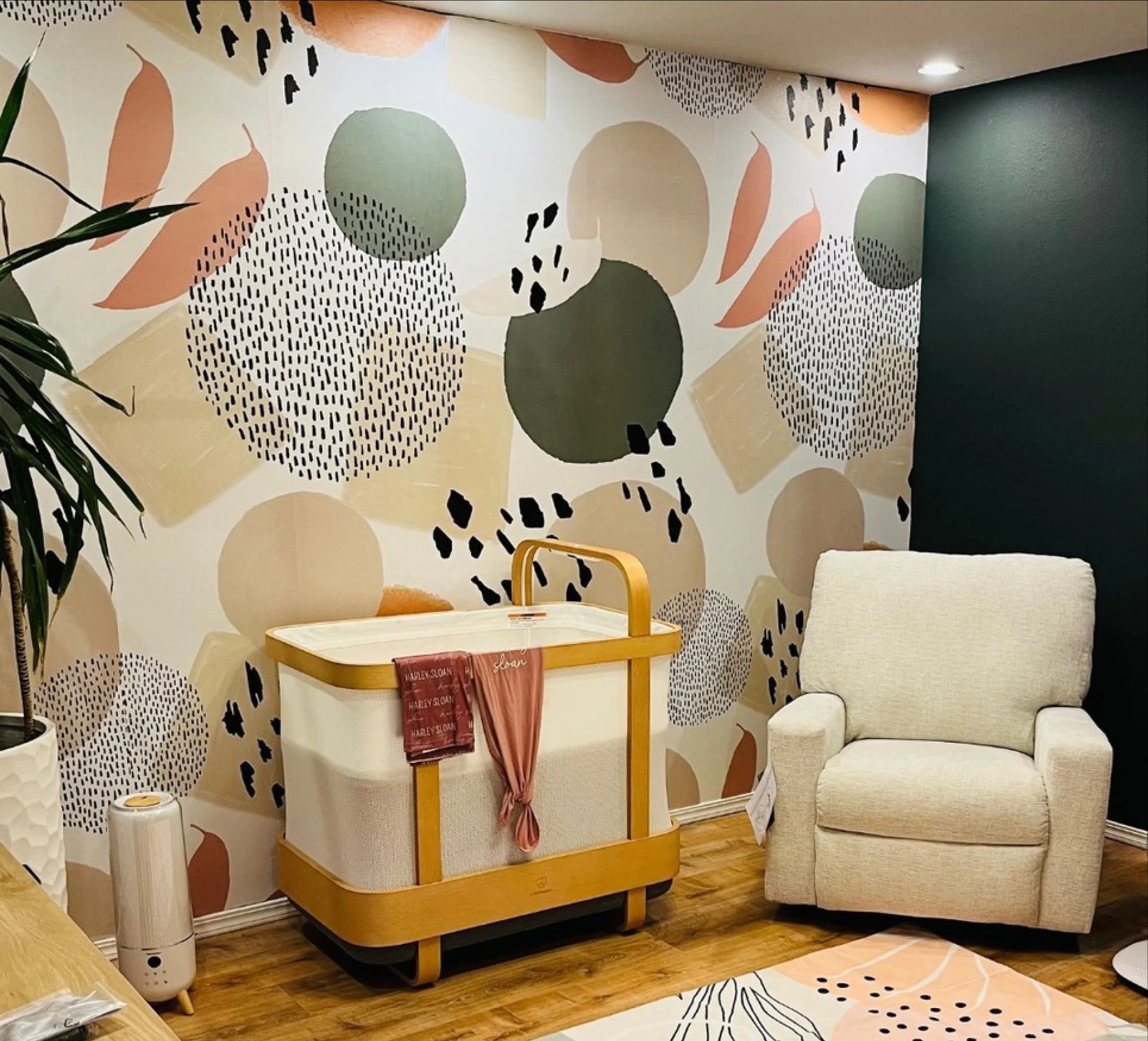 Nursery styled with patterns and colorful accents