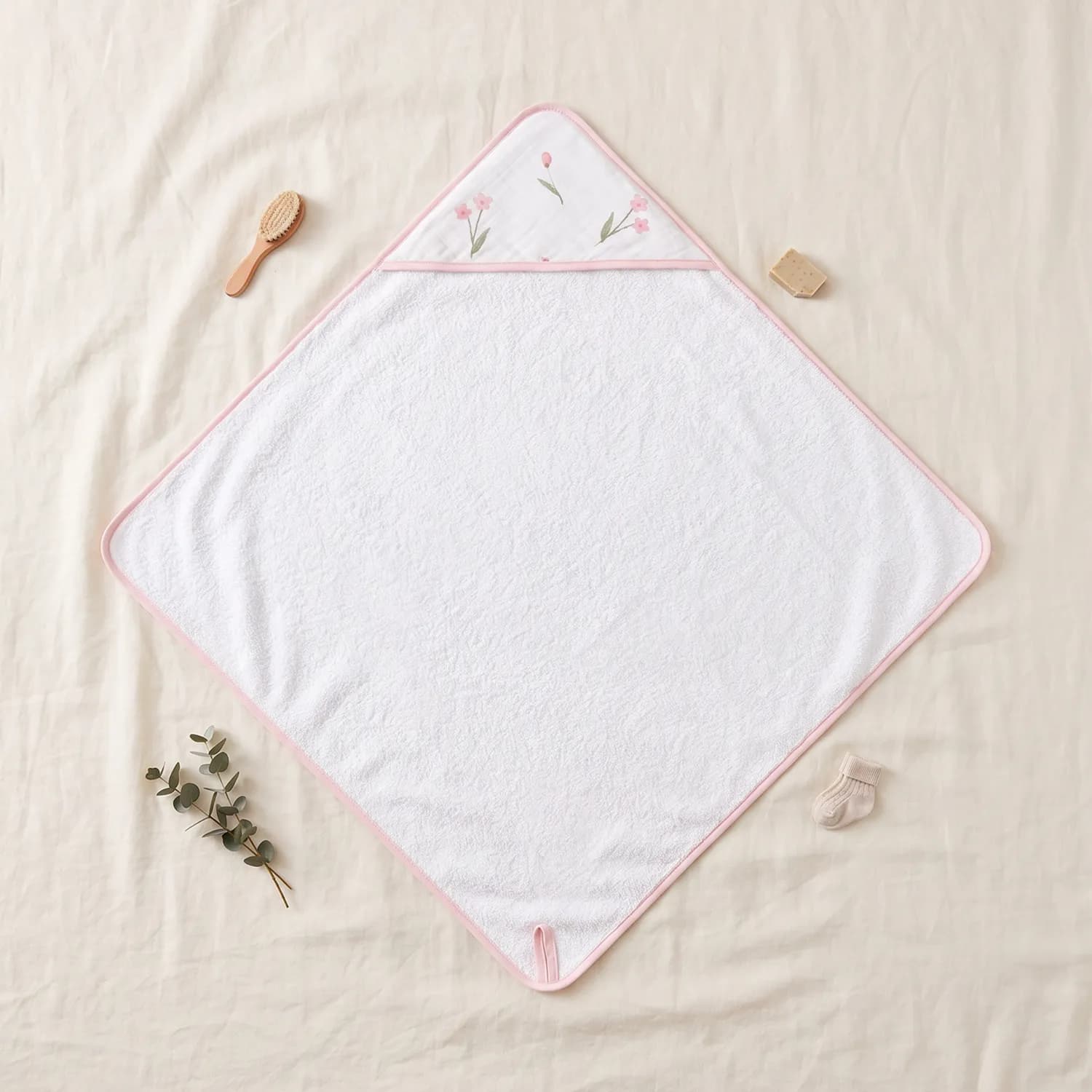 Dual-Sided Organic Cotton Hooded Baby Towel — Spring Bloom 5