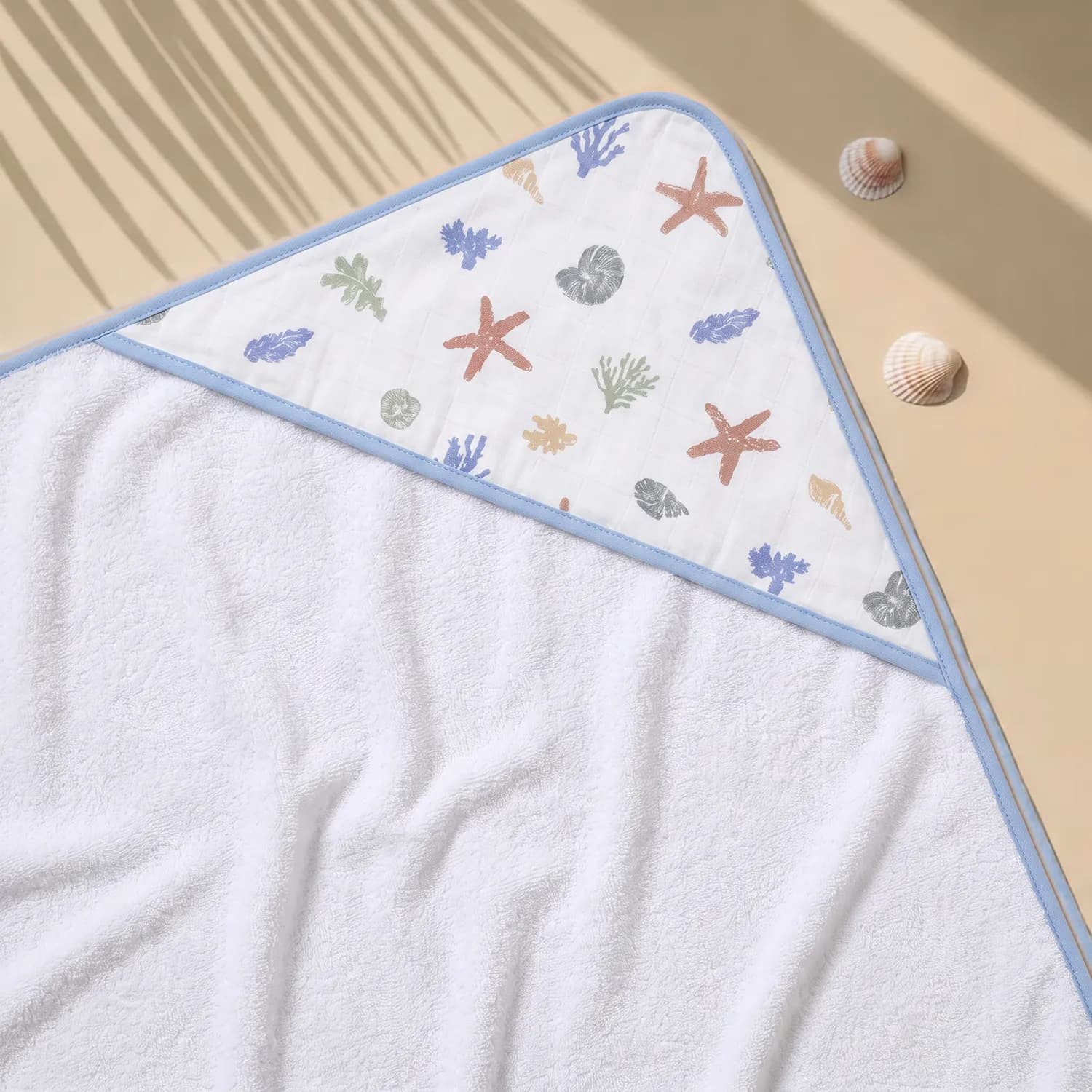 Dual-Sided Organic Cotton Hooded Baby Towel — Ocean Life 2