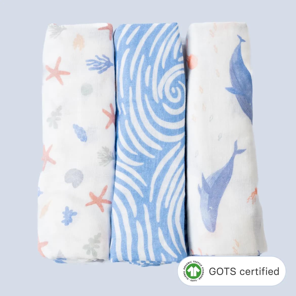 Jungle Safari Muslin Swaddle — Underwater Life - Set of 3 1